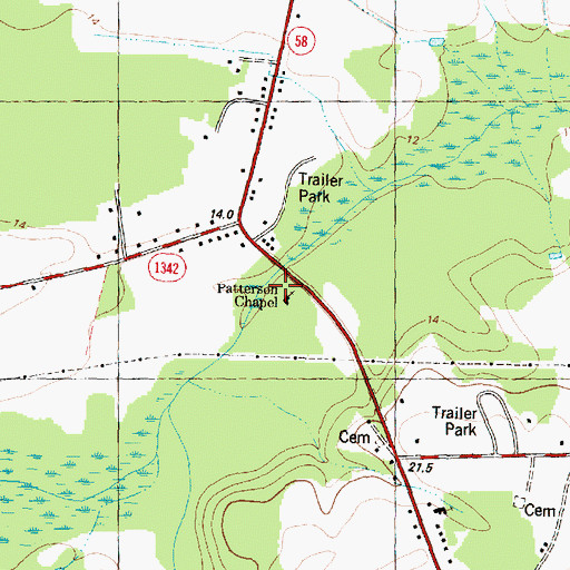 Topographic Map of Patterson Chapel, NC