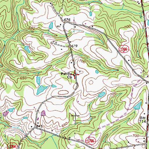 Topographic Map of Patillo Church, NC