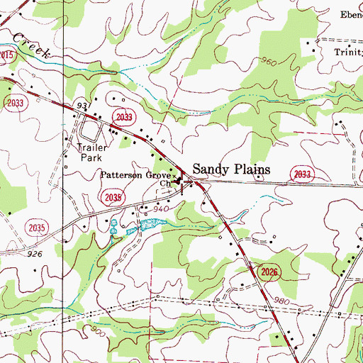 Topographic Map of Patterson Grove Church, NC