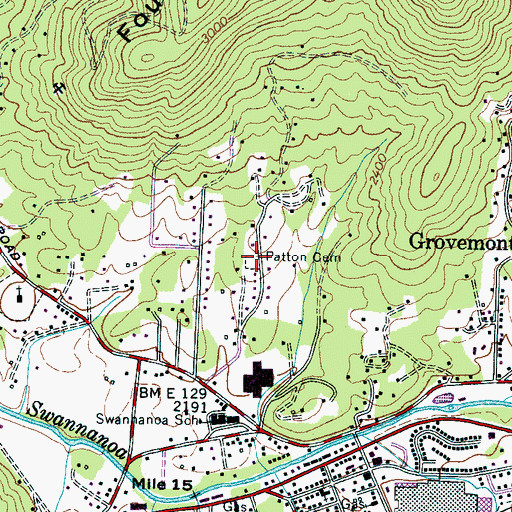 Topographic Map of Patton Cemetery, NC