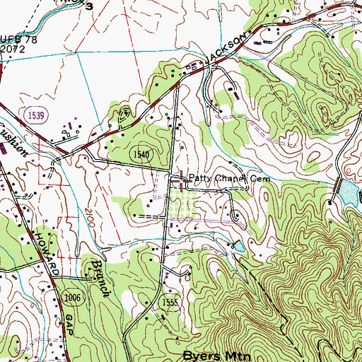 Topographic Map of Patty's Chapel Cemetery, NC