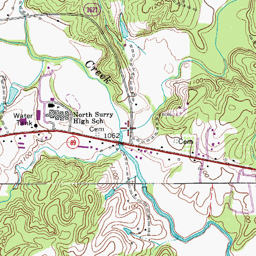 Topographic Map of Pauls Creek, NC
