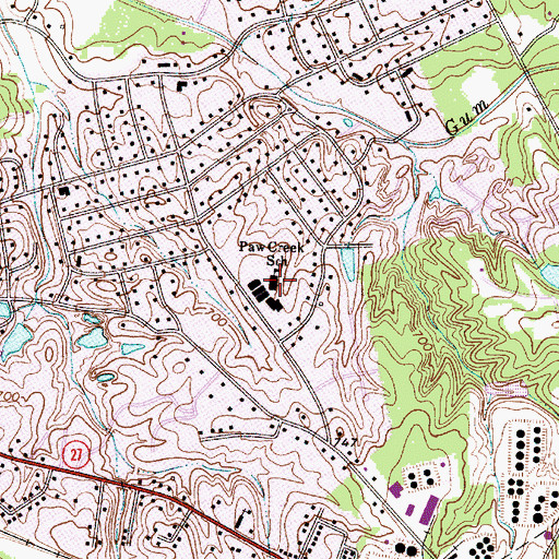 Topographic Map of Paw Creek Elementary School, NC