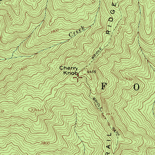 Topographic Map of Paw Paw Ridge, NC