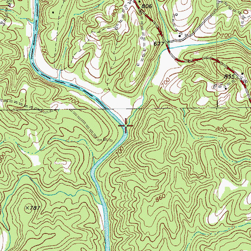 Topographic Map of Pawpaw Creek, NC