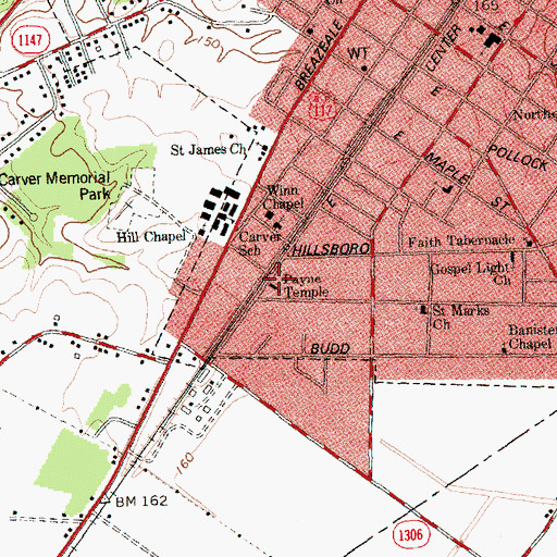 Topographic Map of Payne Temple, NC