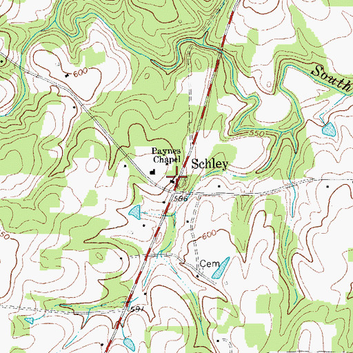 Topographic Map of Paynes Chapel, NC