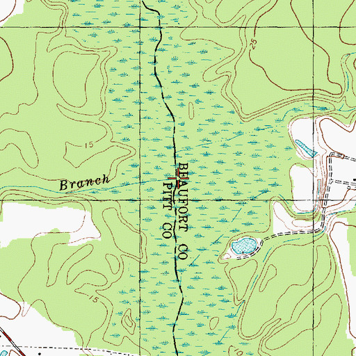 Topographic Map of Pea Branch, NC
