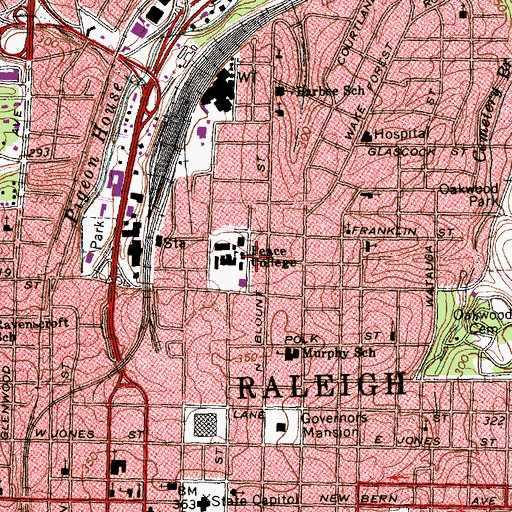 Topographic Map of William Peace University, NC