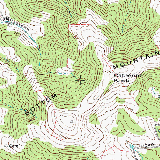 Topographic Map of Peach Bottom Mountain, NC