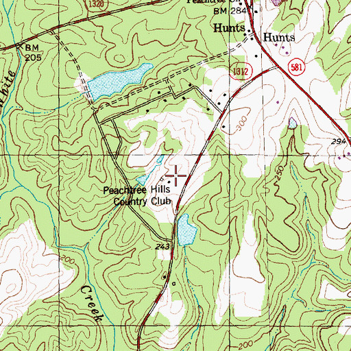 Topographic Map of Peachtree Hills Country Club, NC