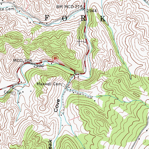 Topographic Map of Peak Cove, NC