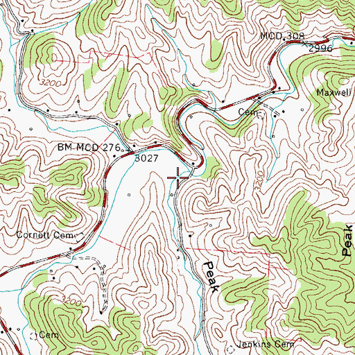 Topographic Map of Peak Valley, NC
