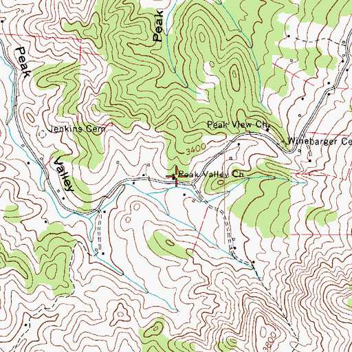 Topographic Map of Peak Valley Church, NC