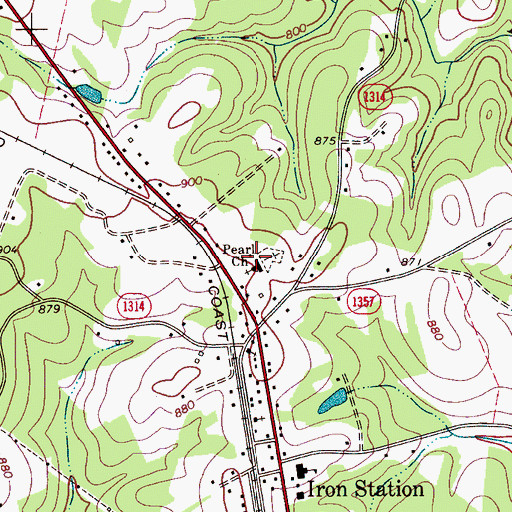 Topographic Map of Pearl Church, NC