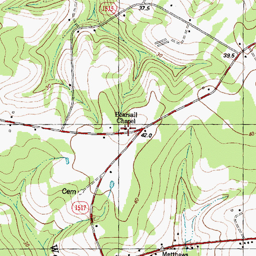 Topographic Map of Pearsall Chapel, NC