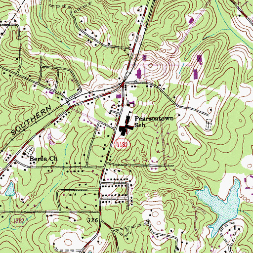 Topographic Map of Pearsontown Magnet Elementary School, NC