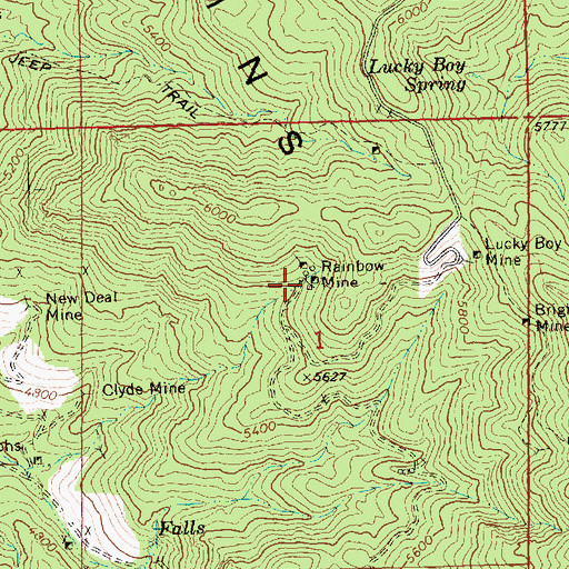 Topographic Map of Rainbow Mine, AZ