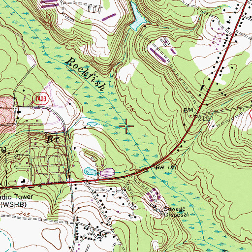 Topographic Map of Peddlers Branch, NC