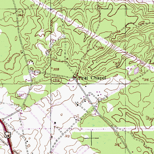 Topographic Map of Peel Chapel, NC