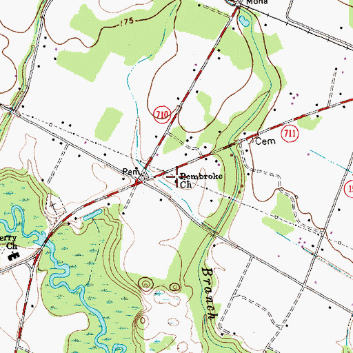 Topographic Map of Pembroke Church, NC