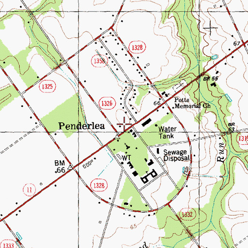 Topographic Map of Penderlea, NC