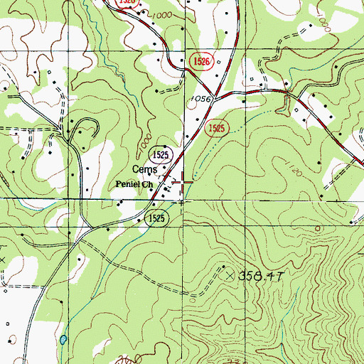 Topographic Map of Peniel Church, NC