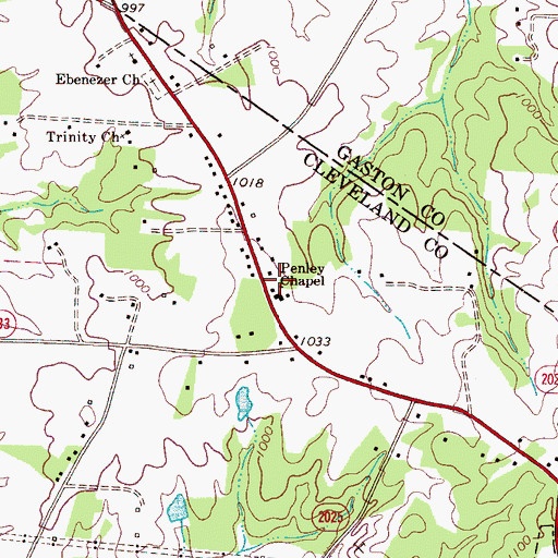 Topographic Map of Penley Chapel, NC