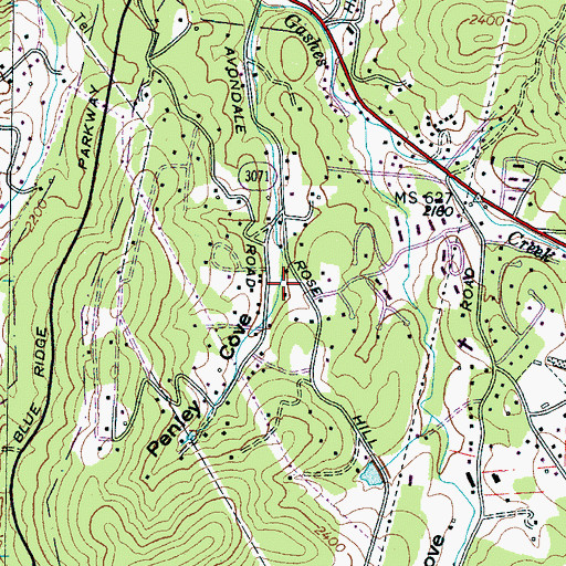 Topographic Map of Penley Cove, NC