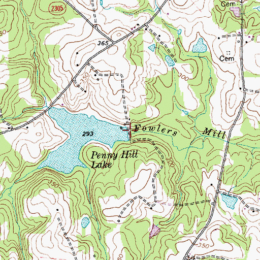 Topographic Map of Penny Hill Lake, NC