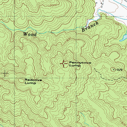 Topographic Map of Pennycove Lump, NC