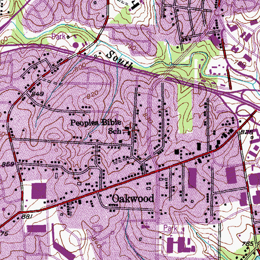 Topographic Map of Peoples Bible School, NC