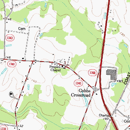 Topographic Map of Peoples Chapel, NC