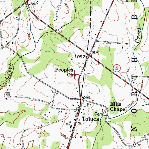 Topographic Map of Peoples Church, NC