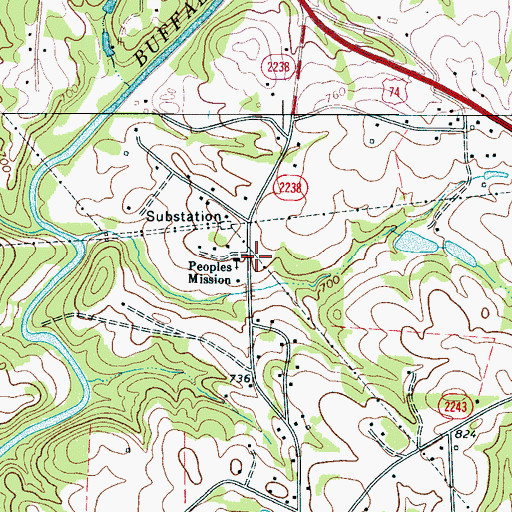 Topographic Map of Peoples Mission, NC