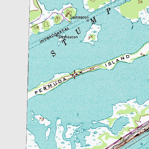 Topographic Map of Permuda Island, NC
