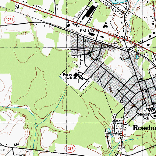 Topographic Map of Perry School, NC