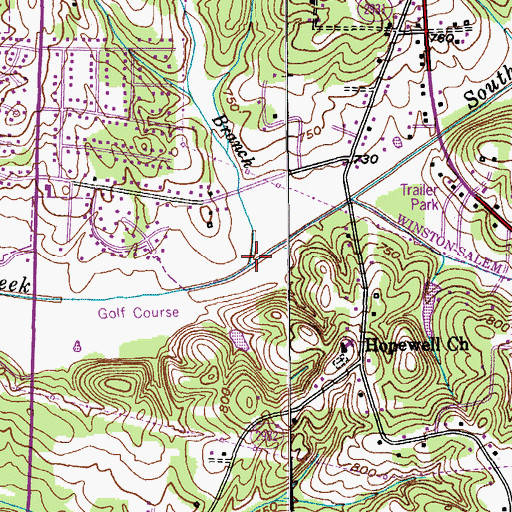 Topographic Map of Perryman Branch, NC