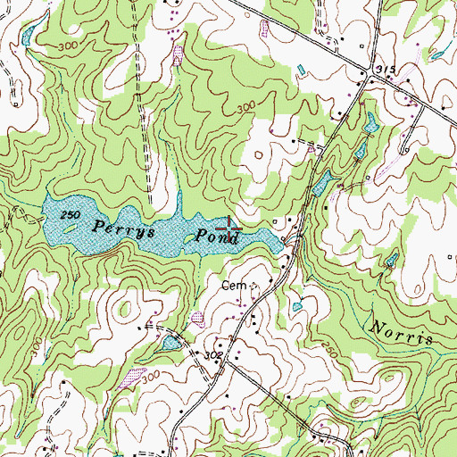 Topographic Map of Perrys Pond, NC