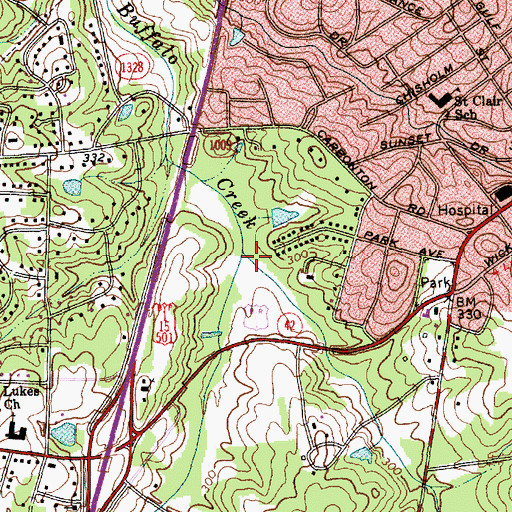 Topographic Map of Persimmon Creek, NC