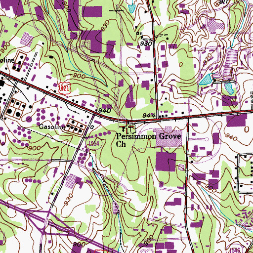 Topographic Map of Persimmon Grove Church, NC
