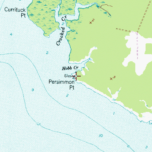 Topographic Map of Persimmon Point, NC