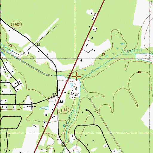 Topographic Map of Persimmon Swamp, NC