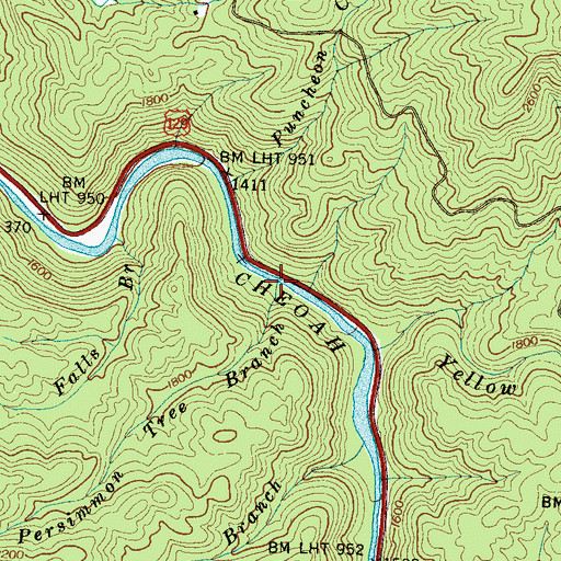 Topographic Map of Persimmon Tree Branch, NC