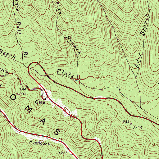 Topographic Map of Peruvian Branch, NC