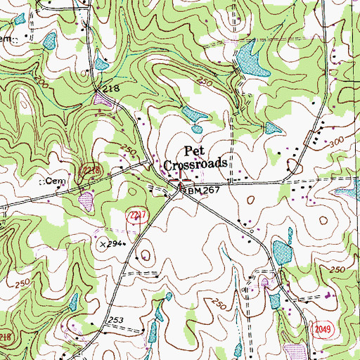 Topographic Map of Pet Crossroads, NC