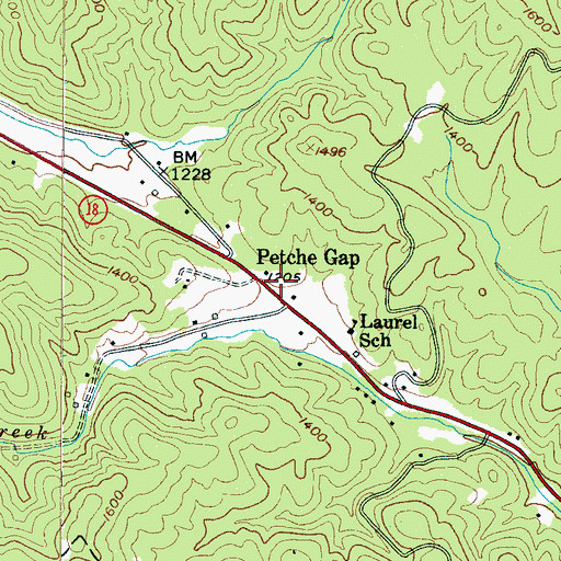 Topographic Map of Petche Gap, NC