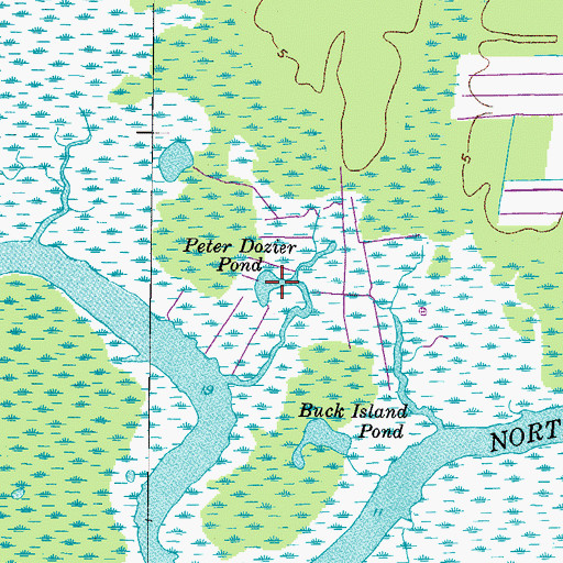 Topographic Map of Peter Dozier Pond, NC