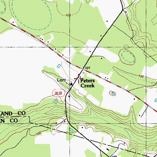 Topographic Map of Peters Creek Church, NC