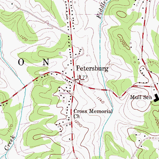Topographic Map of Petersburg, NC